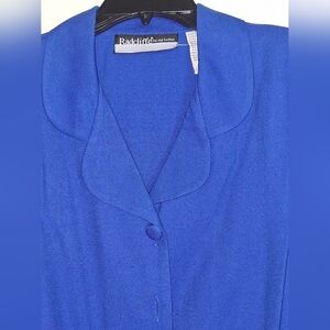 Radcliffe Blouse SzXL Ladies Blue Short Sleeves Covered Buttons Tie Back NWT